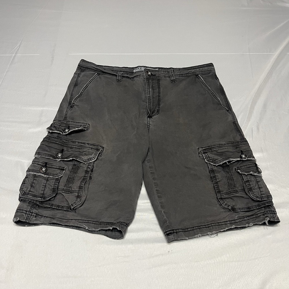 Buckle BKE Blair Cargo Shorts Mens 34 Midnight Gray Cotton Baggy Grunge Y2K